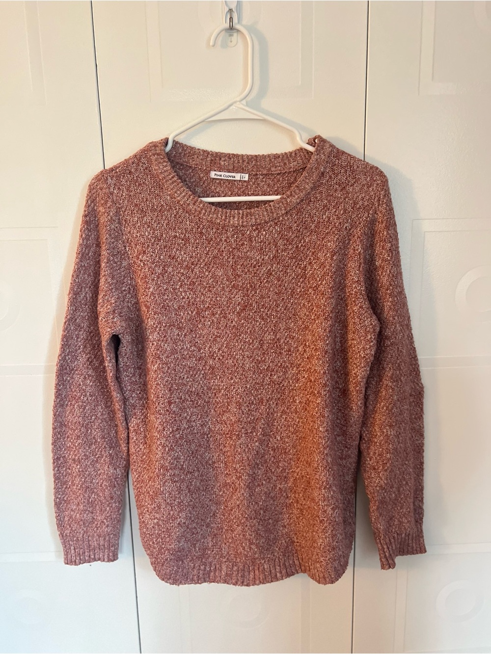 Pink Clover Dusty Rose Marled Knit Crewneck Sweater Size Large